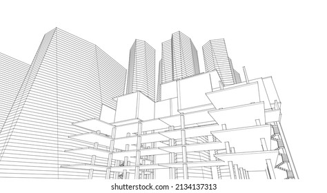 ​​abstract architecture 3d illustration background