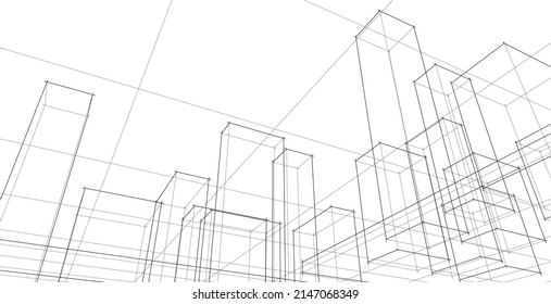 ​ ​ abstrakte Architektur, 3D-Hintergrund