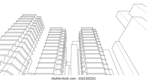 ​​abstract architecture 3d illustration background