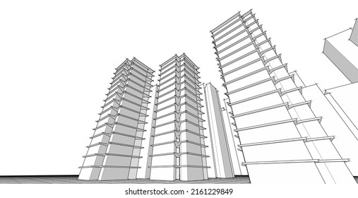 ​​abstract architecture 3d illustration background