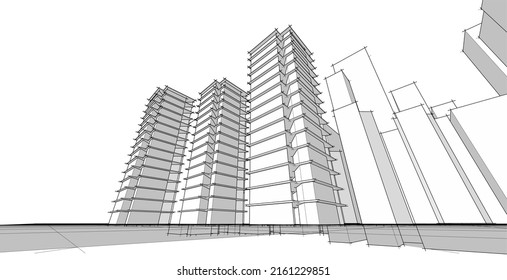 ​ ​ abstrakte Architektur, 3D-Hintergrund