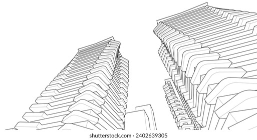 ​​abstract architecture 3d illustration background