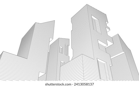 ​​abstract architecture 3d illustration background	