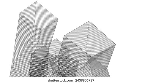 ​​Abstrakte Architektur 3D-Illustrationshintergrund	
