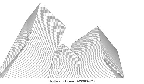 ​​Abstrakte Architektur 3D-Illustrationshintergrund	
