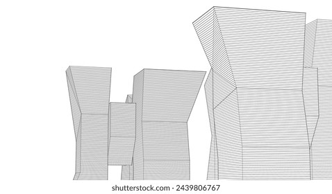​​Abstrakte Architektur 3D-Illustrationshintergrund	
