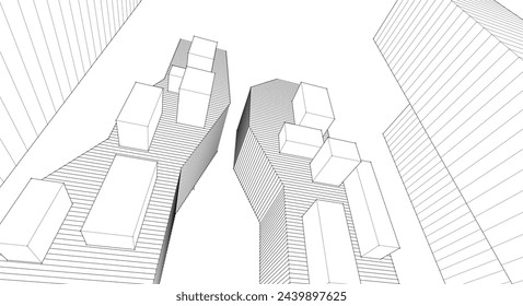 ​​abstract architecture 3d illustration background	