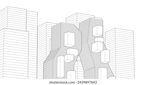 ​​abstract architecture 3d illustration background	