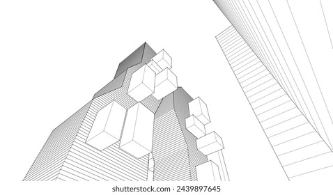 ​​abstract architecture 3d illustration background	