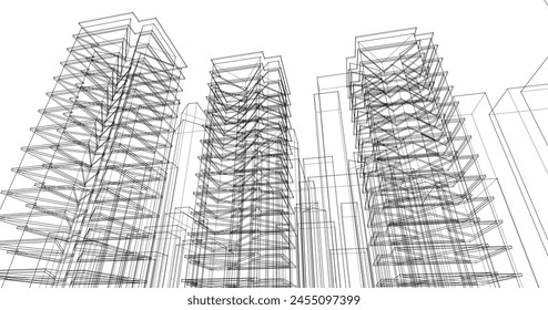 ​​abstract architecture 3d illustration background	