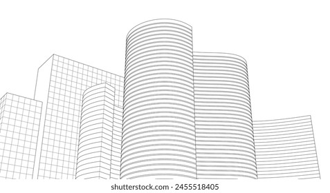 ​​Abstrakte Architektur 3D-Illustrationshintergrund	
