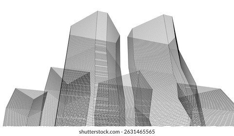 ​​ Architektur 3D-Illustration Hintergrund