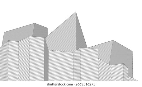 Fondo de ilustración 3D de arquitectura ​​abstracta	
