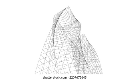 Dibujo vectorial de la arquitectura 3d
