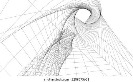 Dibujo vectorial de la arquitectura 3d