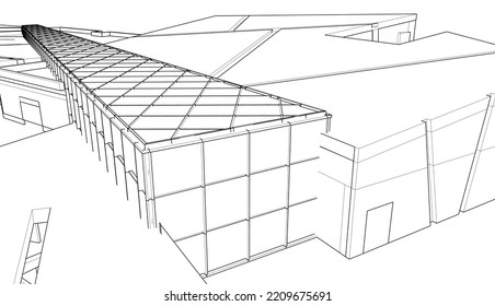 Architecture 3d illustration vector drawing