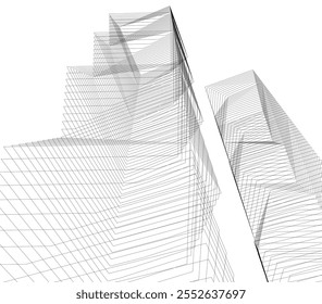 architecture 3d vector drawing illustration
