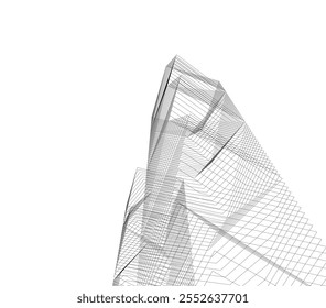 architecture 3d vector drawing illustration