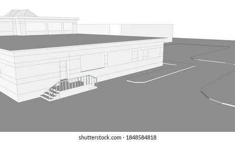 
architecture 3d visualization school grounds