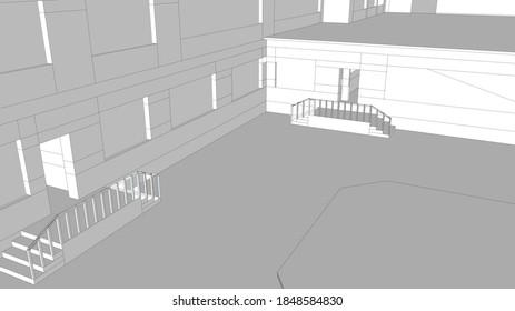 
architecture 3d visualization school grounds
