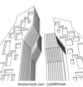 architecture abstract, 3d illustration