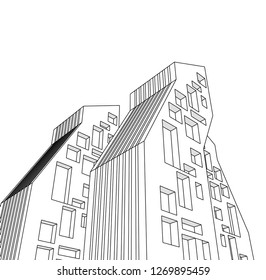 architecture abstract, 3d illustration