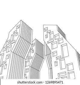 architecture abstract, 3d illustration