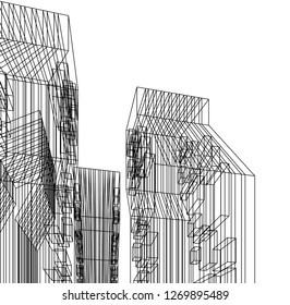 architecture abstract, 3d illustration