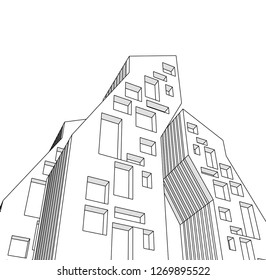 architecture abstract, 3d illustration