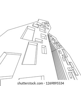 architecture abstract, 3d illustration