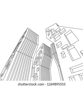 architecture abstract, 3d illustration