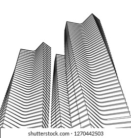 architecture abstract, 3d illustration
