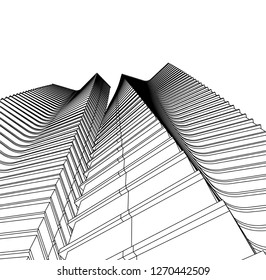 architecture abstract, 3d illustration