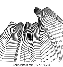 architecture abstract, 3d illustration