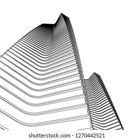 architecture abstract, 3d illustration