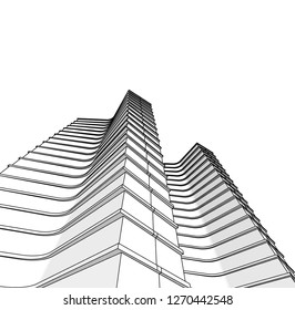 architecture abstract, 3d illustration