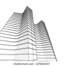 architecture abstract, 3d illustration
