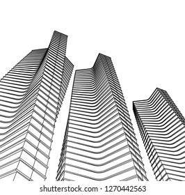 architecture abstract, 3d illustration
