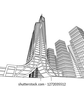 architecture abstract, 3d illustration