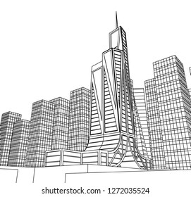 architecture abstract, 3d illustration