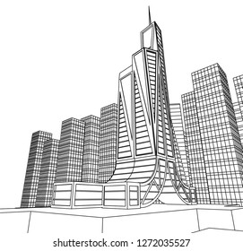 architecture abstract, 3d illustration