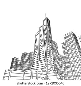 architecture abstract, 3d illustration