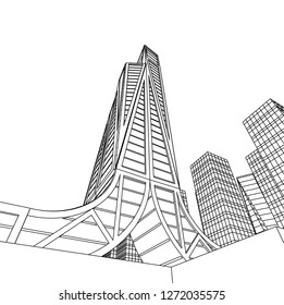 architecture abstract, 3d illustration