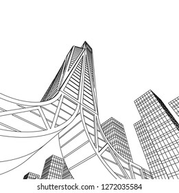 architecture abstract, 3d illustration