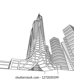 architecture abstract, 3d illustration