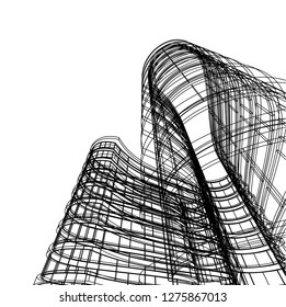 architecture abstract, 3d illustration