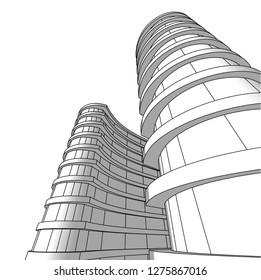 architecture abstract, 3d illustration