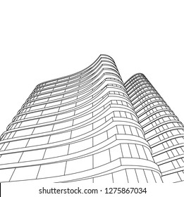 architecture abstract, 3d illustration