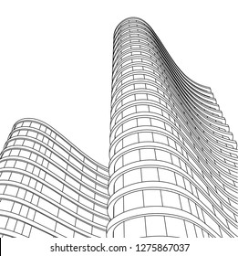 architecture abstract, 3d illustration