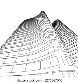 architecture abstract, 3d illustration